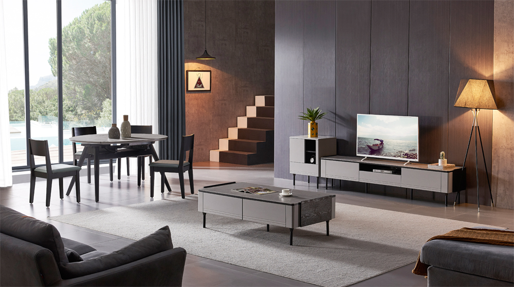 Light luxury style high-grade design furniture manufacturers direct TV cabinet tea table combination