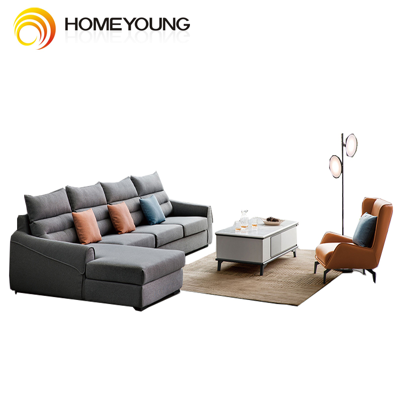 Light luxury style Nordic combination modern small apartment fabric multi-person combined living room sofa