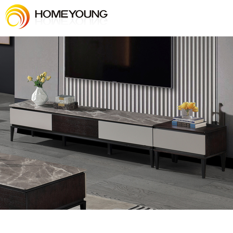 New product living room cabinet modern glass steel stone TV stand furniture