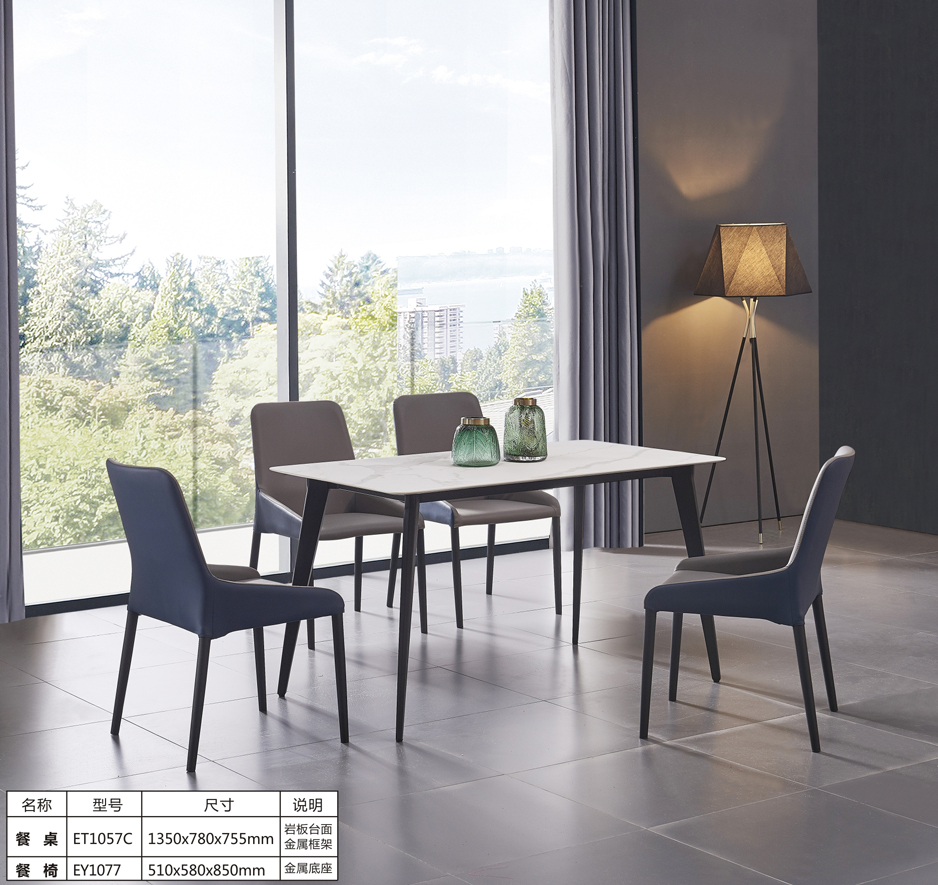 Nordic minimalist marble dining table creative iron dining table and chair combination small apartment restaurant long table