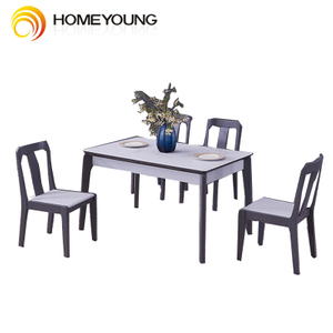 Modern restaurant Chinese toughened glass countertop solid wood table and chair combination