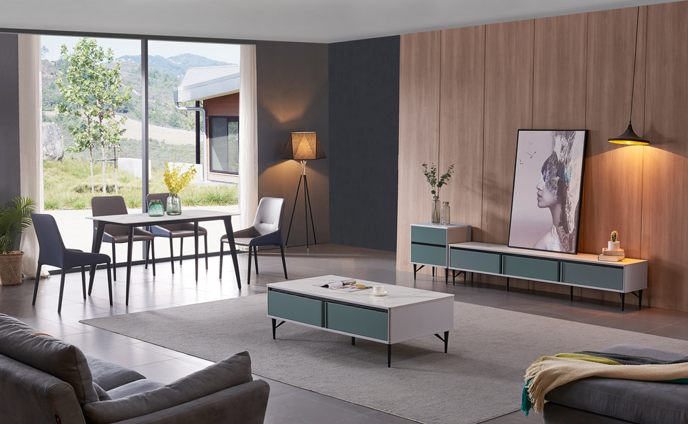 Scandinavian modern minimalist style TV cabinet marble design drawer living room furniture TV cabinet