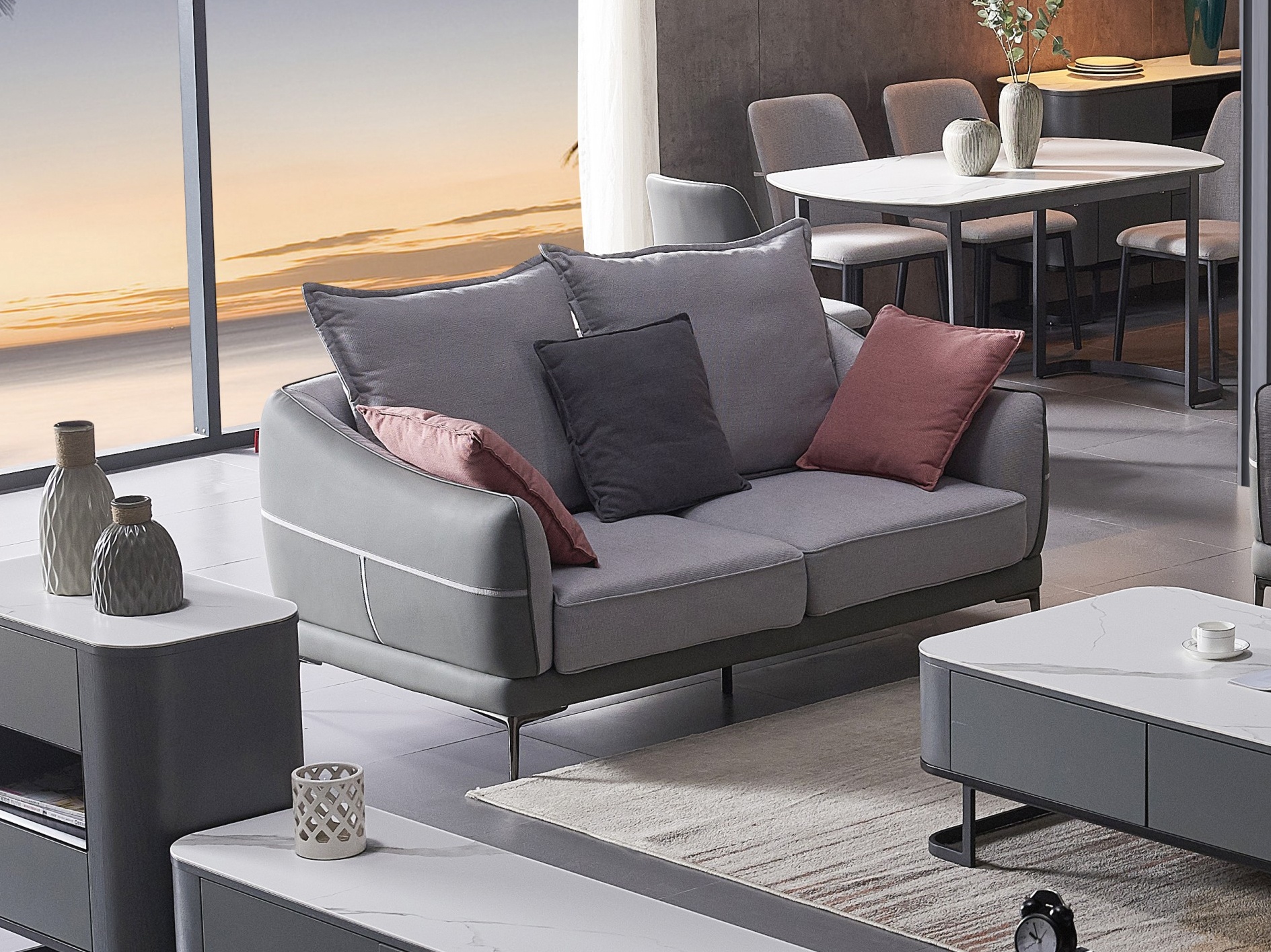 Customized interior living room home hotel business leisure fabric sofa combination Fabric Sofa Furniture